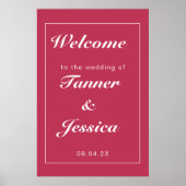 Magenta & White Modern Wedding Welcome Poster (Vorne)