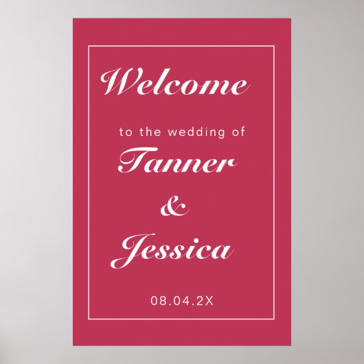 Magenta & White Modern Wedding Welcome Poster (Vorne)