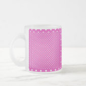 Magenta, White Polka Dots Mattierte Kaffee Tasse (Links)