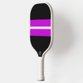 Magenta White Racing Stripes Schwarzer Hintergrund Pickleball Schläger (Links)