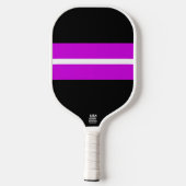 Magenta White Racing Stripes Schwarzer Hintergrund Pickleball Schläger (Rückseite)