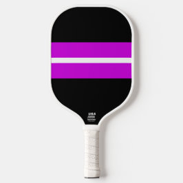 Magenta White Racing Stripes Schwarzer Hintergrund Pickleball Schläger