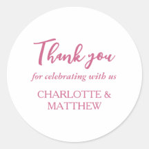 Magenta & White Wedding Classic Round Sticker