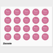 Magenta & White Wedding Classic Round Sticker (Blatt)
