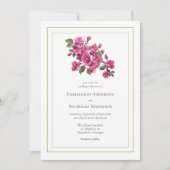 Magenta Wild Rose Wedding Florals Einladung (Vorderseite)