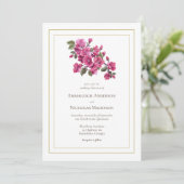 Magenta Wild Rose Wedding Florals Einladung (Stehend Vorderseite)