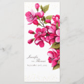 Magenta Wild Rose Wedding Menükarte (Rückseite)