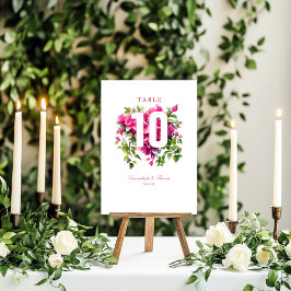 Magenta Wild Rose Wedding Tischnummer