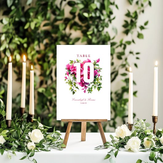 Magenta Wild Rose Wedding Tischnummer