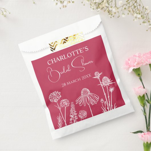 Magenta Wildblumen gezeichnet Geschenktütchen (Versiegelt)