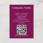 Magenta Wine Album Cover Foto QR Code Visitenkarte (Rückseite)