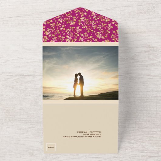 Magenta Winter Night Wedding All In One Einladung (Außenbereich)