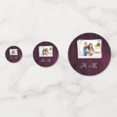 Magenta Wooden Foto Brautparty Confetti Konfetti (Vorderseiten)