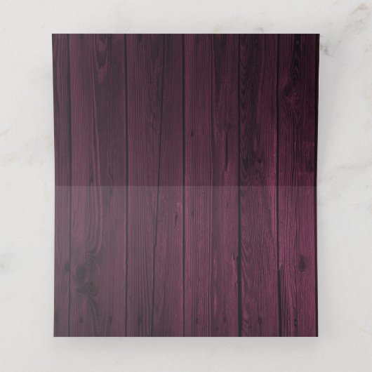 Magenta Wooden Foto Empfang Platzkarte (Innenseite Aufgefaltet)