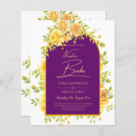 Magenta Yellow Roses Plum Lila Goldhochzeit (Vorne/Hinten)