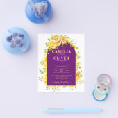 Magenta Yellow Roses Plum Lila Goldhochzeit Flyer (Einzeln)