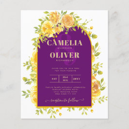 Magenta Yellow Roses Plum Lila Goldhochzeit Flyer