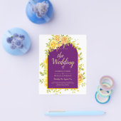 Magenta Yellow Roses Plum Lila Goldhochzeit Flyer (Einzeln)
