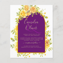 Magenta Yellow Roses Plum Lila Goldhochzeit Flyer