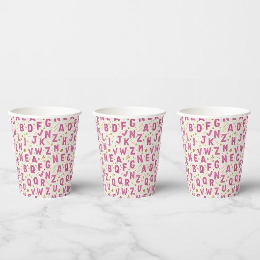 Magenta-Zauber-Alphabet-Sparkling Pappbecher (Multi)