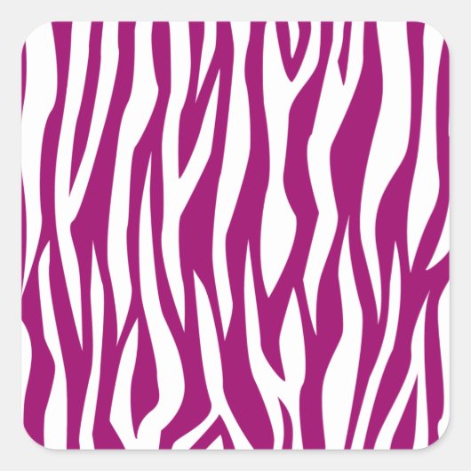 Magenta Zebra Print Quadratischer Aufkleber (Vorderseite)