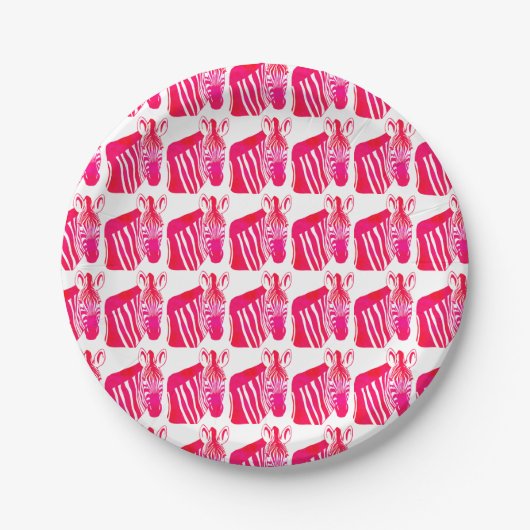 Magenta Zebras Pappteller (Vorderseite)