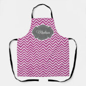 Magenta Zickzack Personalisierte Schürze (Vorderseite)