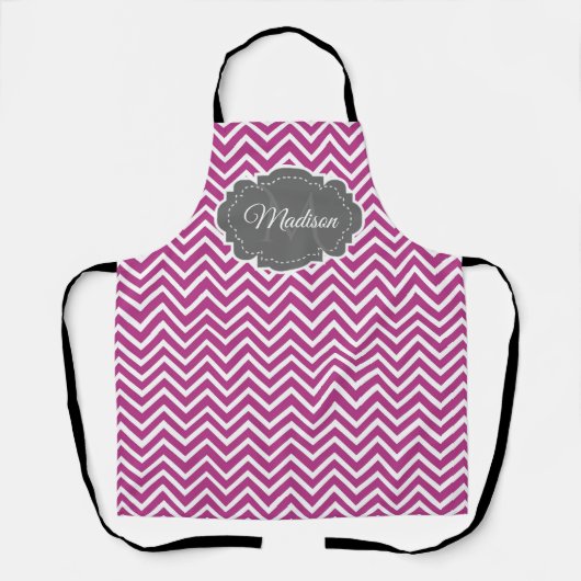 Magenta Zickzack Personalisierte Schürze (Vorderseite)