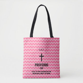 Magenta Zigzag Musterbibel Verse Christlich Tasche
