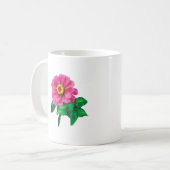 Magenta Zinnia mit Blätter Kaffeetasse (Vorderseite Links)