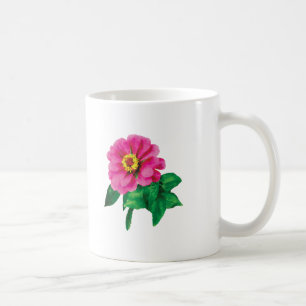 Magenta-Zinnia mit Blättern Kaffeetasse