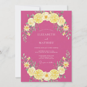 Magenta Zitrusfrohe Sommerhochzeit Einladung