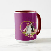Magentafarbene verschlungene Herzen Tasse (VorderseiteRechts)