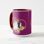 Magentafarbene verschlungene Herzen Tasse (Vorderseite Links)