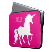 Magentarote heißes Rosaunicorn-Silhouette Laptopschutzhülle (Vorderseite Links)