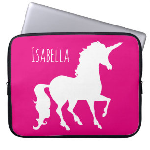 Magentarote heißes Rosaunicorn-Silhouette Laptopschutzhülle
