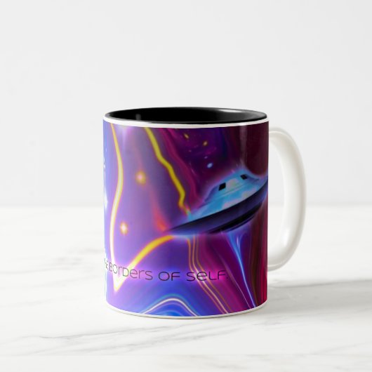 Magentarote Maß-Tasse UFO Zweifarbige Tasse (VorderseiteRechts)