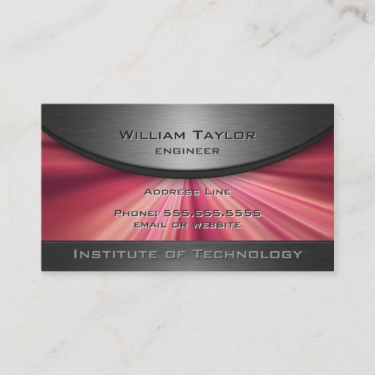 Magentarote metallische Eleganz mit QR Code Visitenkarte (Vorderseite)
