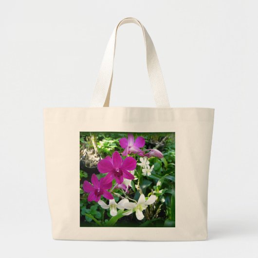 Magentarote Orchideen Jumbo Stoffbeutel (Vorne)
