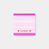 Magentarote und rosa Streifen/Linien Muster u. Post-it Klebezettel (Vorderseite)