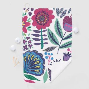 Magentarote Volkskunst-Blumenmuster Golfhandtuch