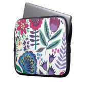 Magentarote Volkskunst-Blumenmuster Laptopschutzhülle (Vorderseite Links)
