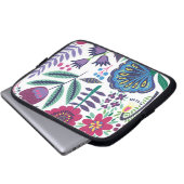 Magentarote Volkskunst-Blumenmuster Laptopschutzhülle (Vorne Knopf)