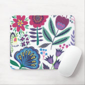 Magentarote Volkskunst-Blumenmuster Mousepad (Mit Mouse)