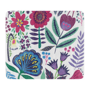 Magentarote Volkskunst-Blumenmuster Schneidebrett