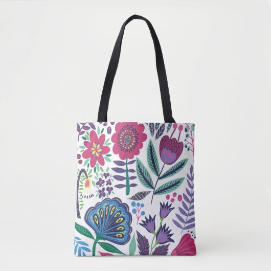 Magentarote Volkskunst-Blumenmuster Tasche (Vorderseite)