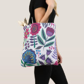 Magentarote Volkskunst-Blumenmuster Tasche (Von Nahem)