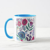 Magentarote Volkskunst-Blumenmuster Tasse (Links)