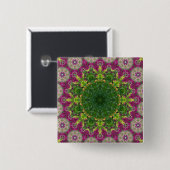 Magentaroter Blumen-KreiseMandala Button (Vorne & Hinten)
