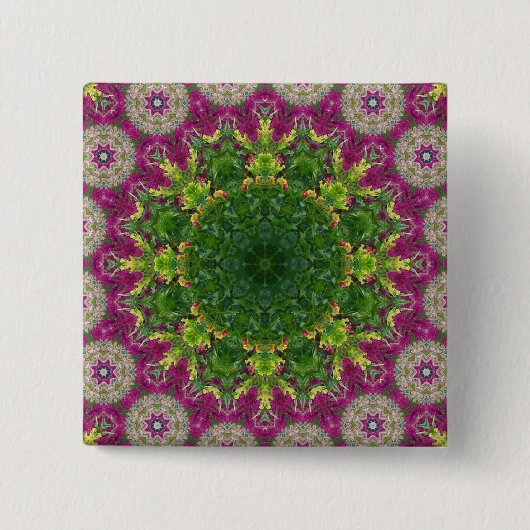 Magentaroter Blumen-KreiseMandala Button (Vorderseite)
